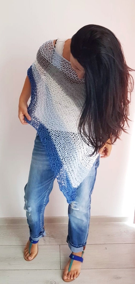 Summer Shawl, Summer Poncho, Cover - Up, Soft Poncho, Beach Top, Beach CoverUp, Boho Blouse, Boho Top, Loose Top, Oversize Top