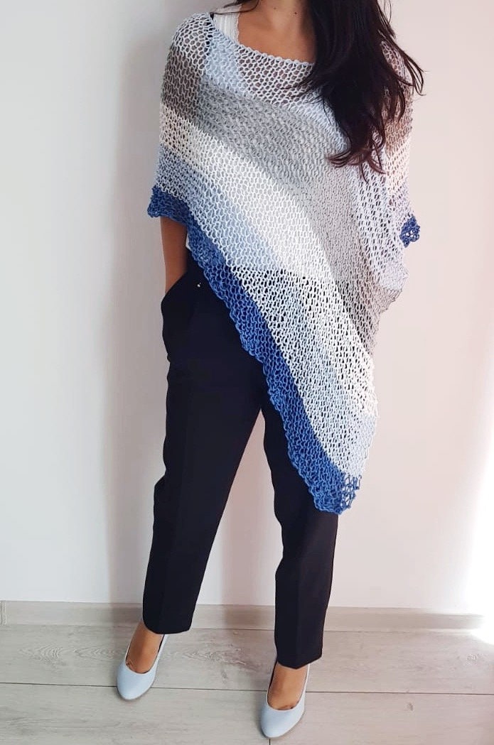 Summer Shawl, Summer Poncho, Cover - Up, Soft Poncho, Beach Top, Beach CoverUp, Boho Blouse, Boho Top, Loose Top, Oversize Top