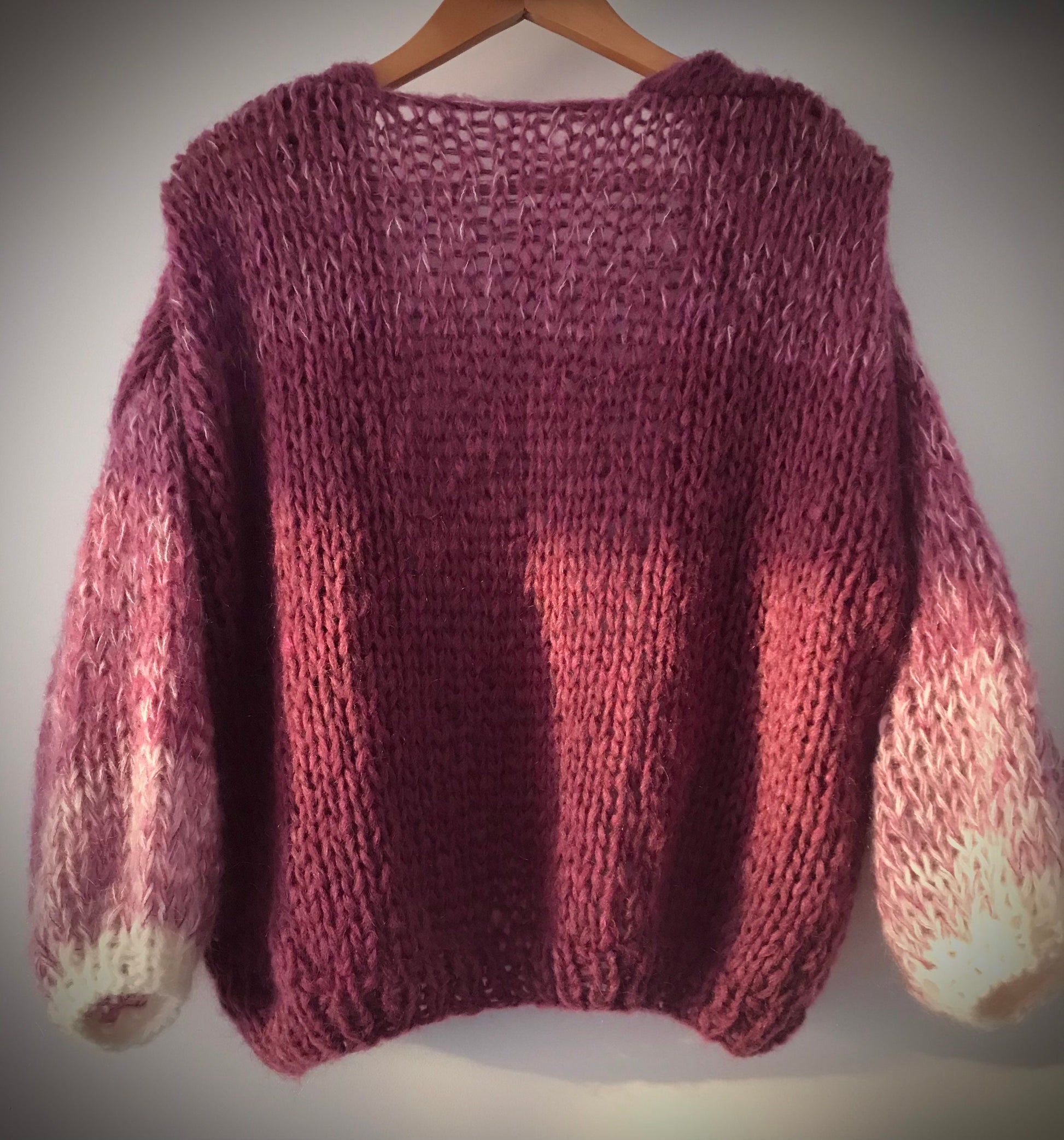 MAGNOLIA Cropped Mohair Cardigan with Balloon Sleeves | Mohair Jumper | Purple Cardigan | Chunky Mohair Cardigan
