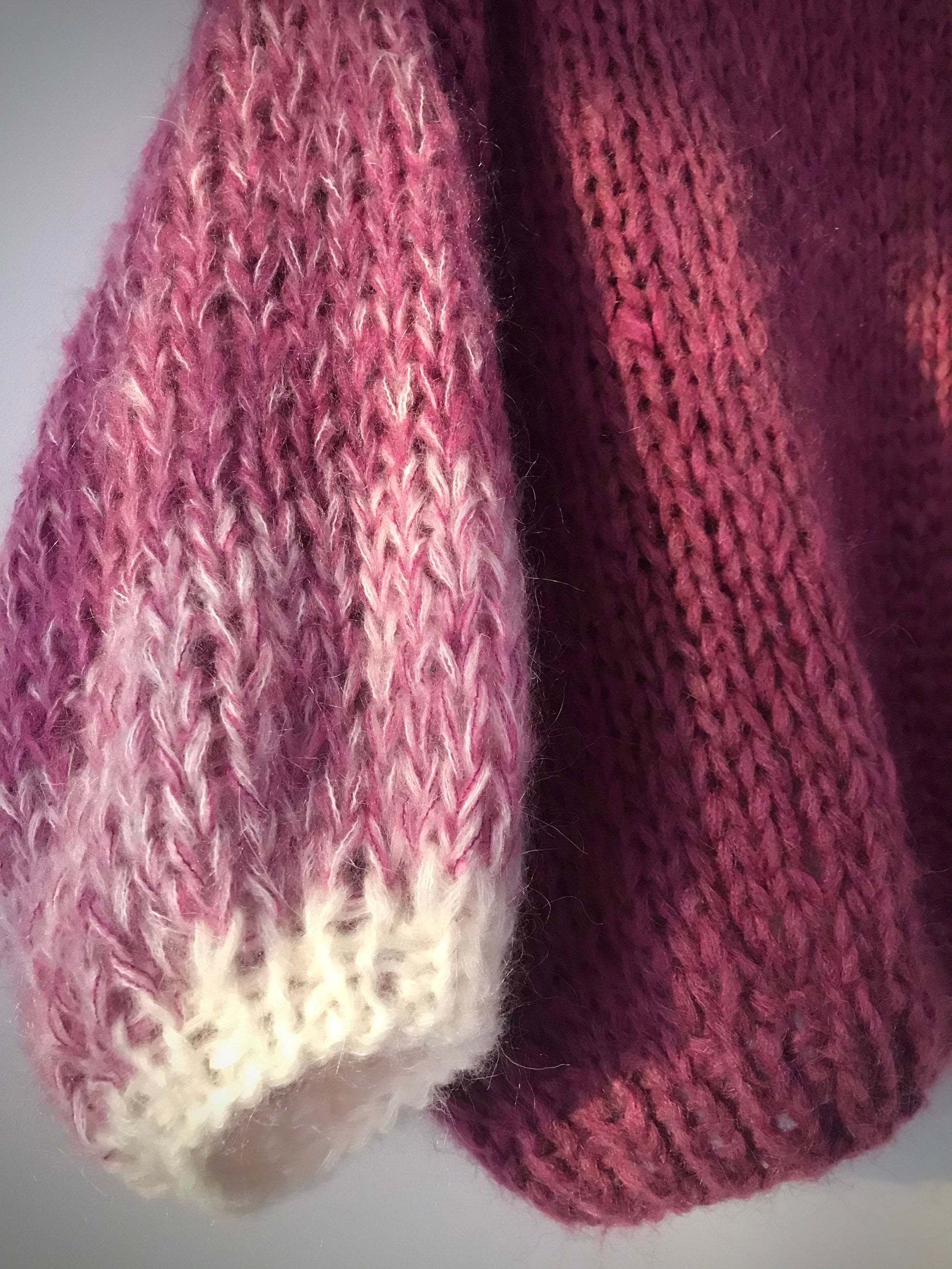 MAGNOLIA Cropped Mohair Cardigan with Balloon Sleeves | Mohair Jumper | Purple Cardigan | Chunky Mohair Cardigan