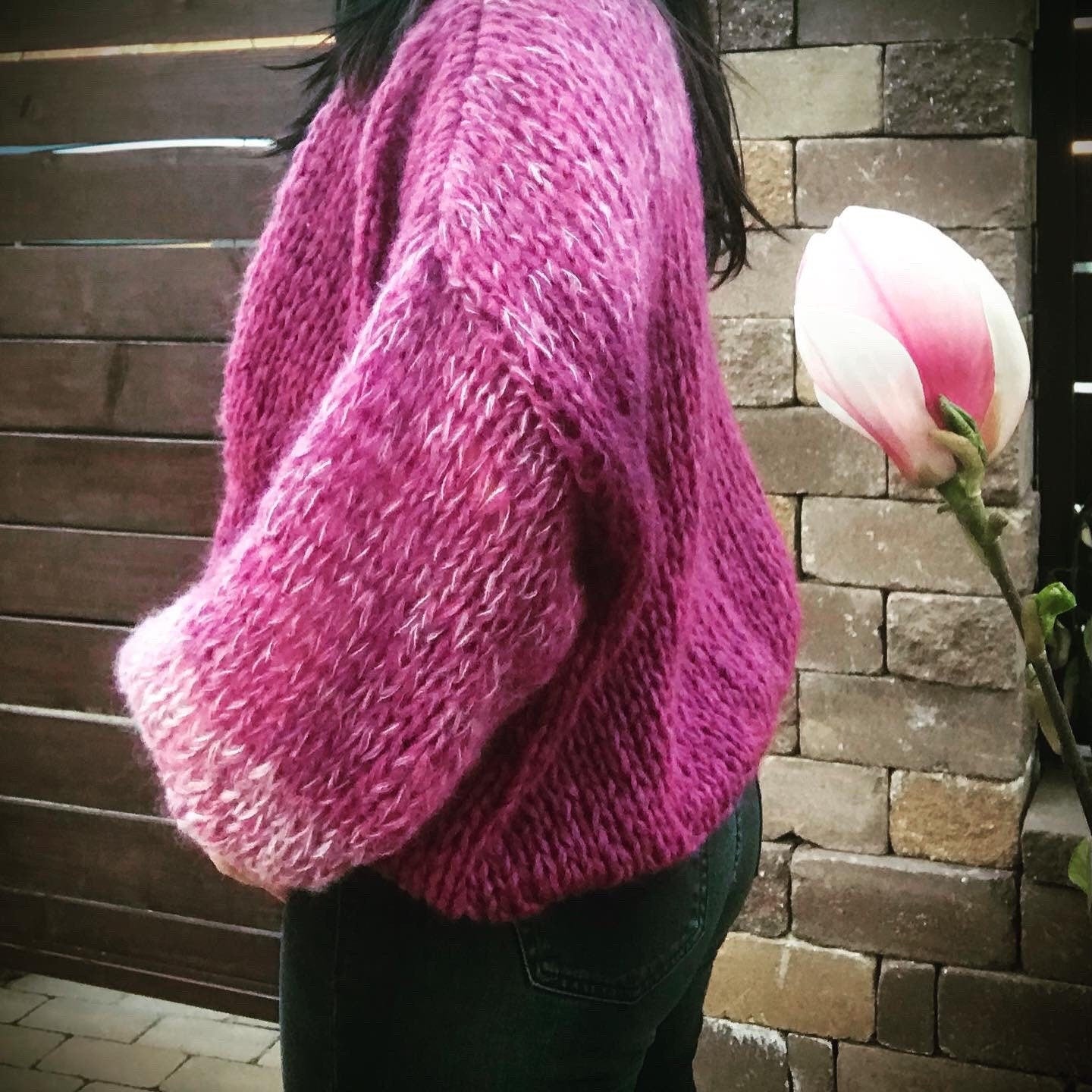 MAGNOLIA Cropped Mohair Cardigan with Balloon Sleeves | Mohair Jumper | Purple Cardigan | Chunky Mohair Cardigan