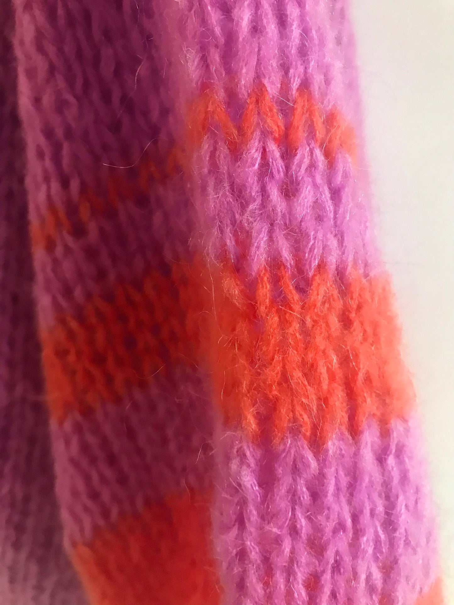 Violet Mohair Sweater, Oversized with Balloon Sleeves, Striped Sleeves, Light Soft Jumper, Purple Oversized Sweater