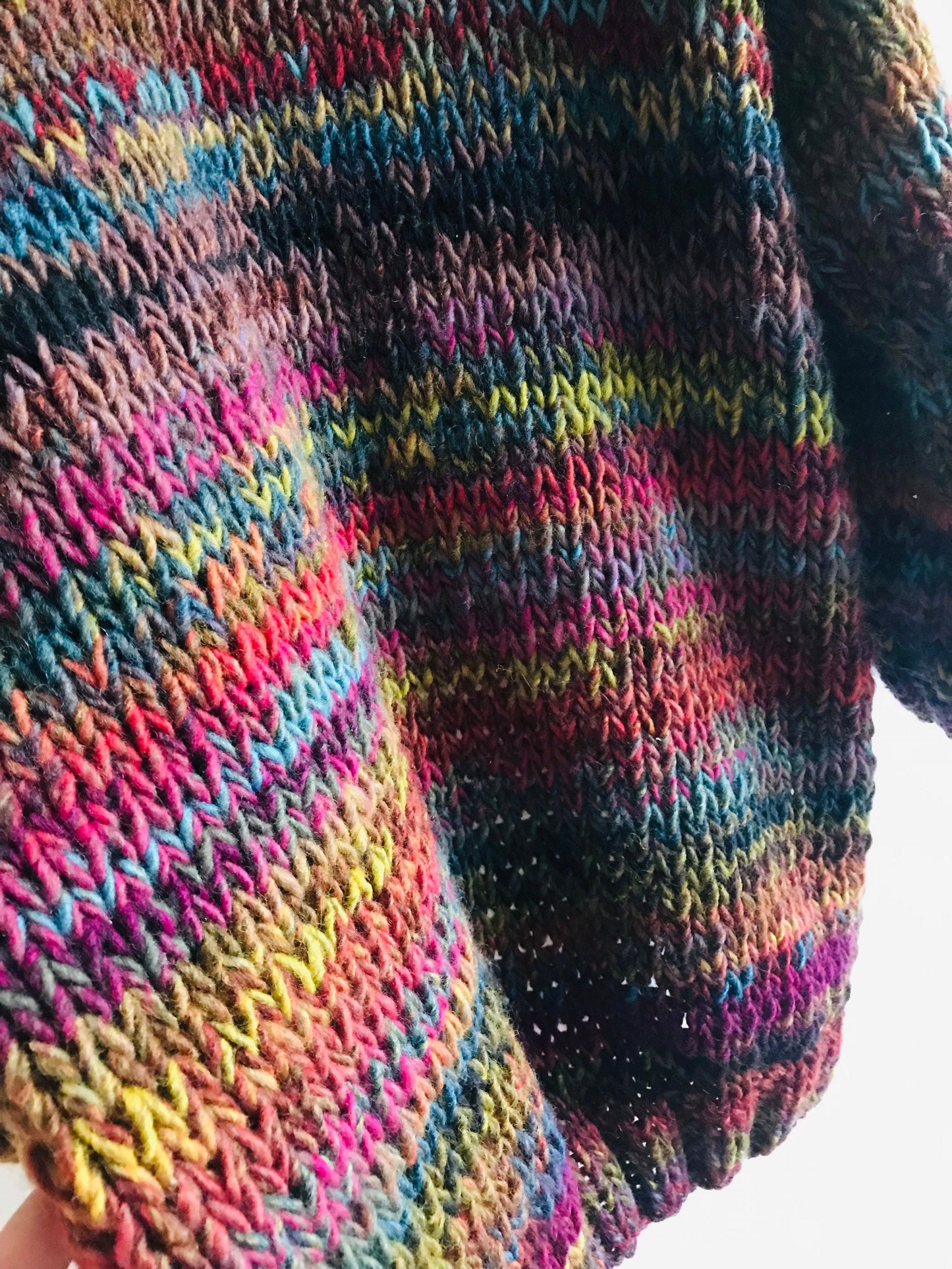 Sunny Rainbow Chunky Cardigan, Oversized Cardigan, Hand Knit Jumper , Multicolor Sweater, Winter Cardigan, Degrade Sweater, Striped Cardigan