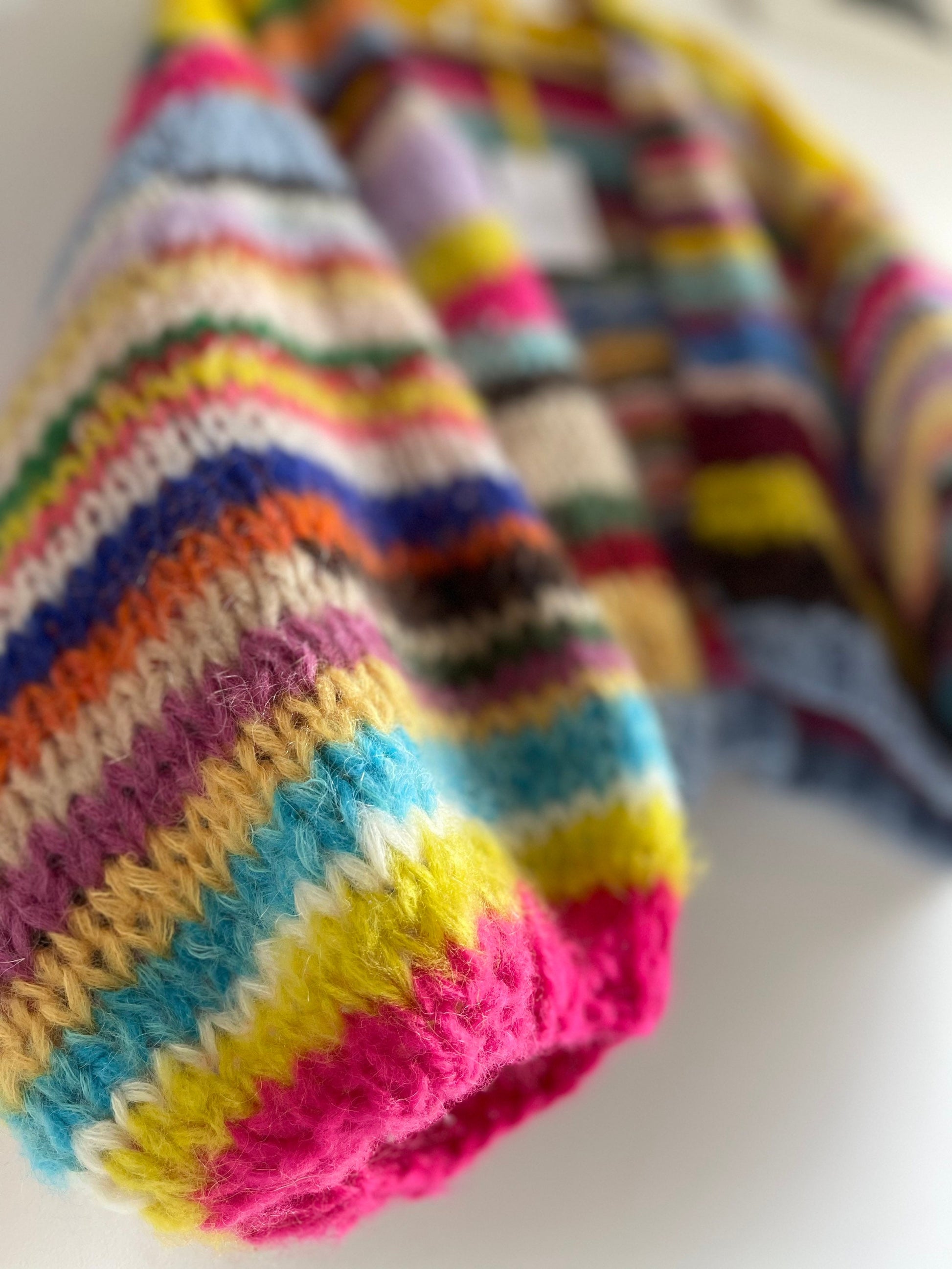 JOY Oversized Rainbow Cardigan, Hand Knit Sweater with Balloon Sleeves –  ELIN KNITWEAR