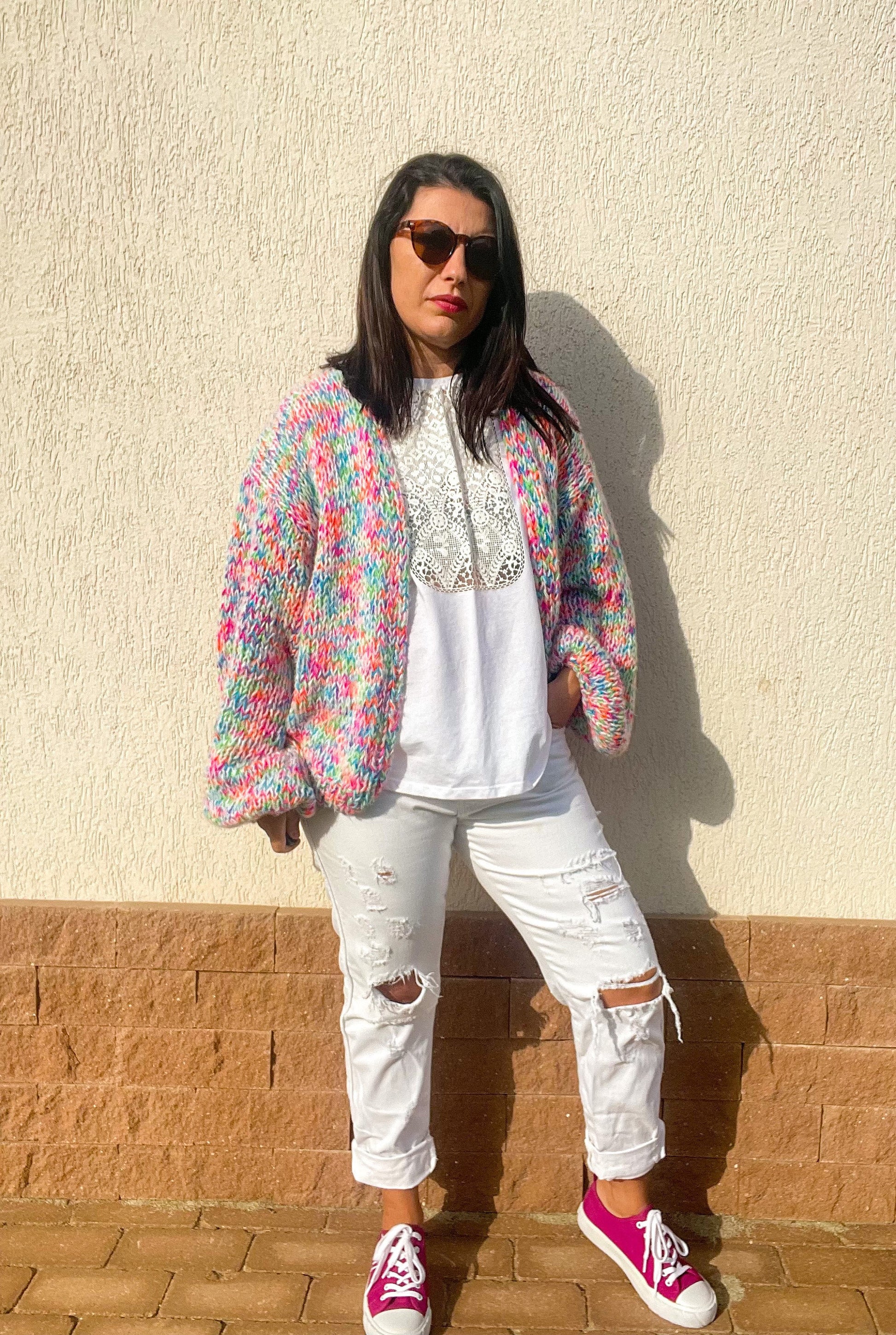 BONBON Knit Cardigan, Multicolor Mohair Cardigan, Colorful Sweater, Ready to Ship
