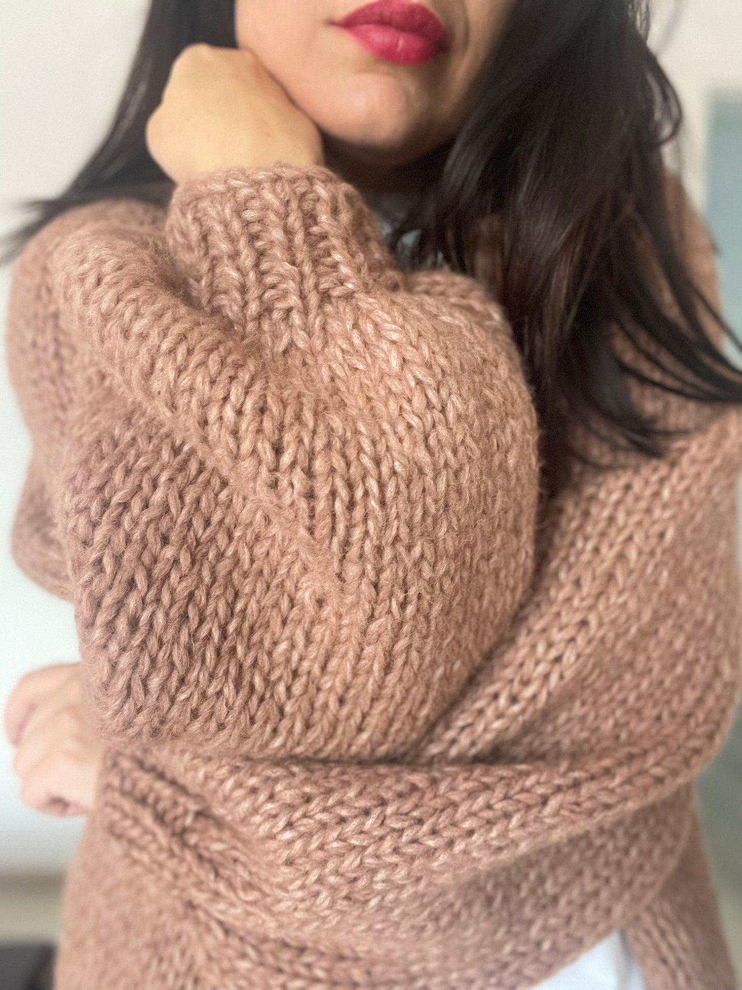 LARA Long Knit Cardigan with Belt, Milk Chocolate Brown, Soft Alpaca Merino Coat, Knit Long Cardigan, Brown Cardigan
