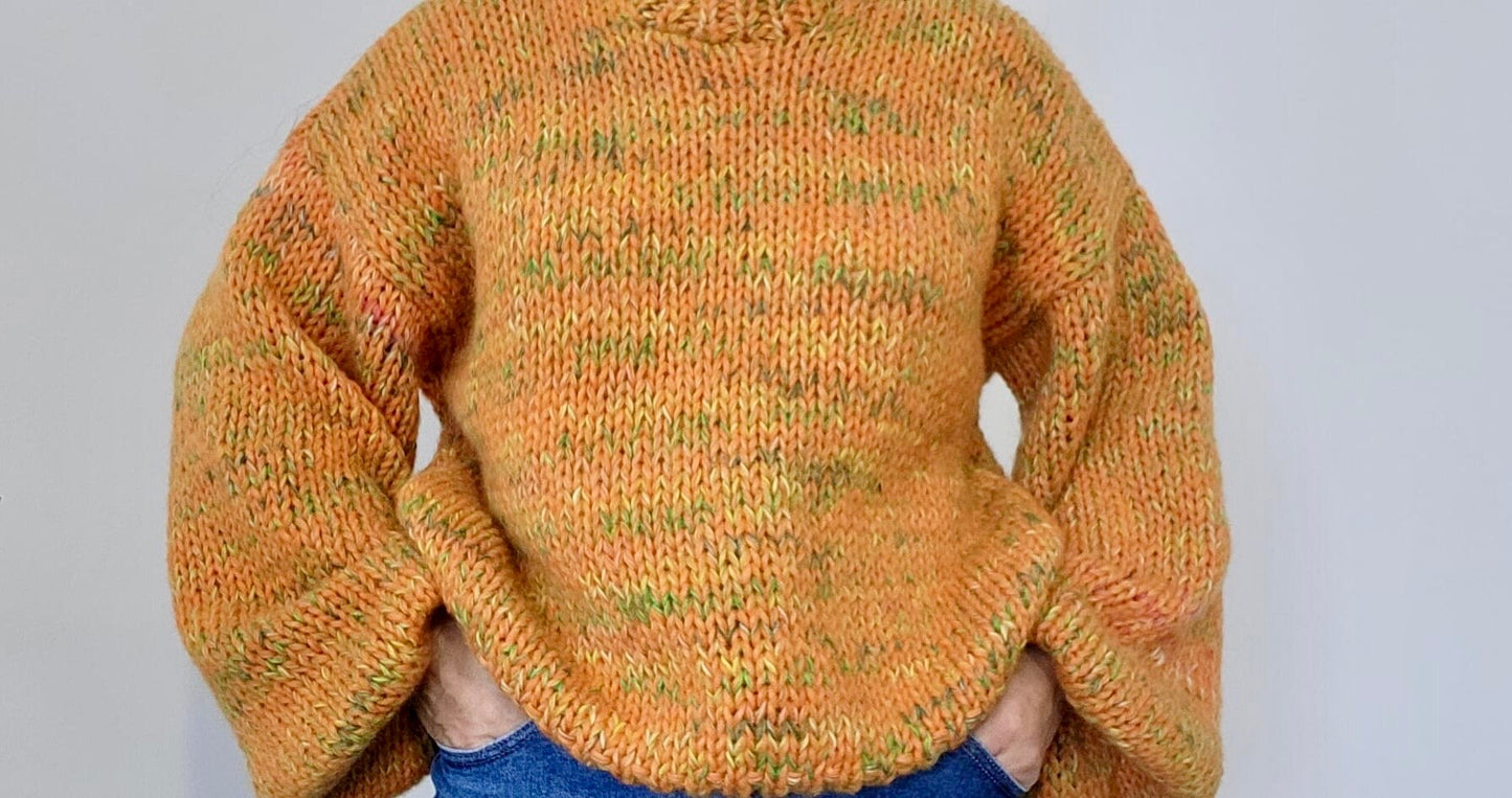 DUNE Soft Sweater, Hand Knit Jumper, Orange Sweater, Burnt Orange, Alpaca Sweater, Ready to Ship